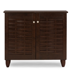 Baxton Studio Winda Modern and Contemporary 2-Door Dark Brown Wooden Entryway Shoes Storage Cabinet